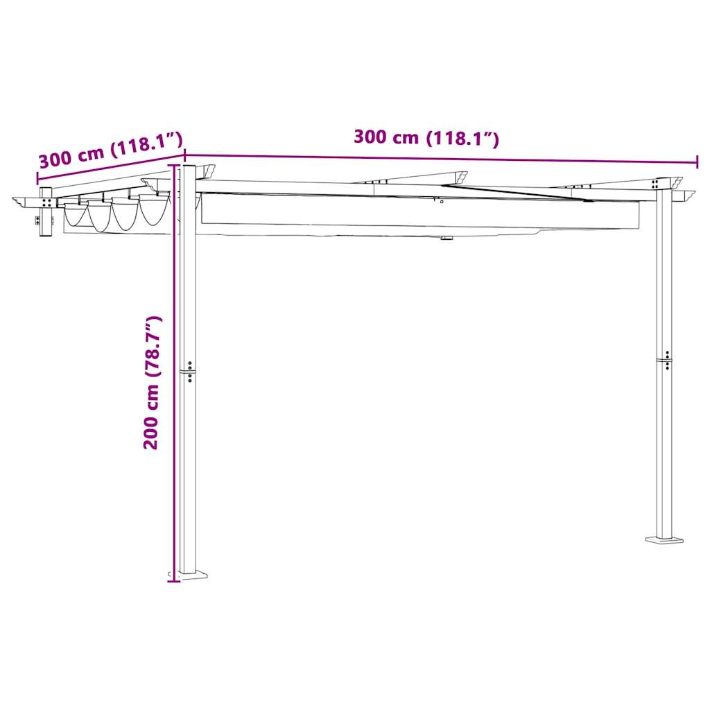 Gazebo Montado na Parede Cinzento-acastanhado Aço