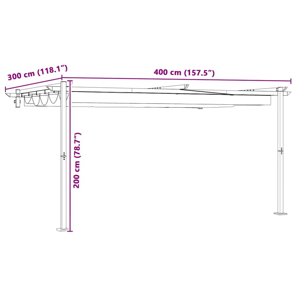Gazebo Montado na Parede Creme Aço