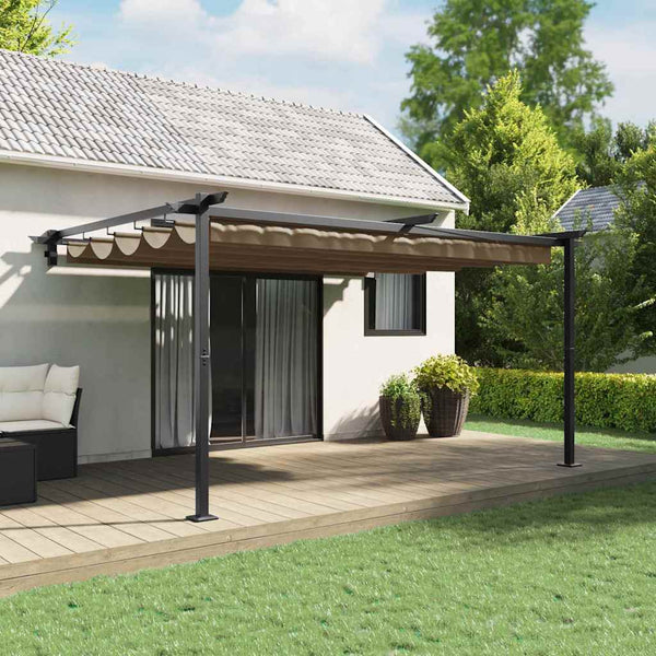 Gazebo Montado na Parede Cinzento-acastanhado Aço