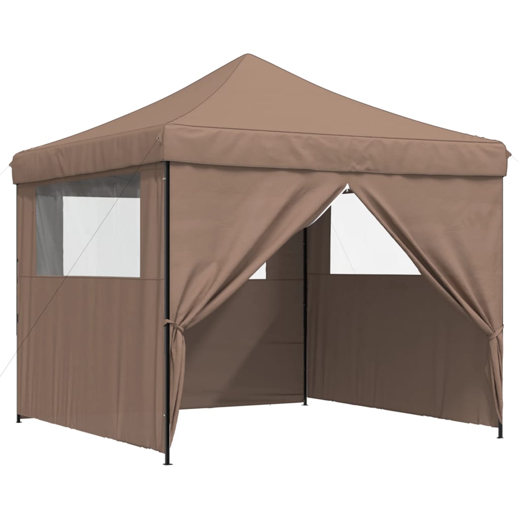 Tenda p/ festas pop-up dobrável com 4 paredes laterais castanho