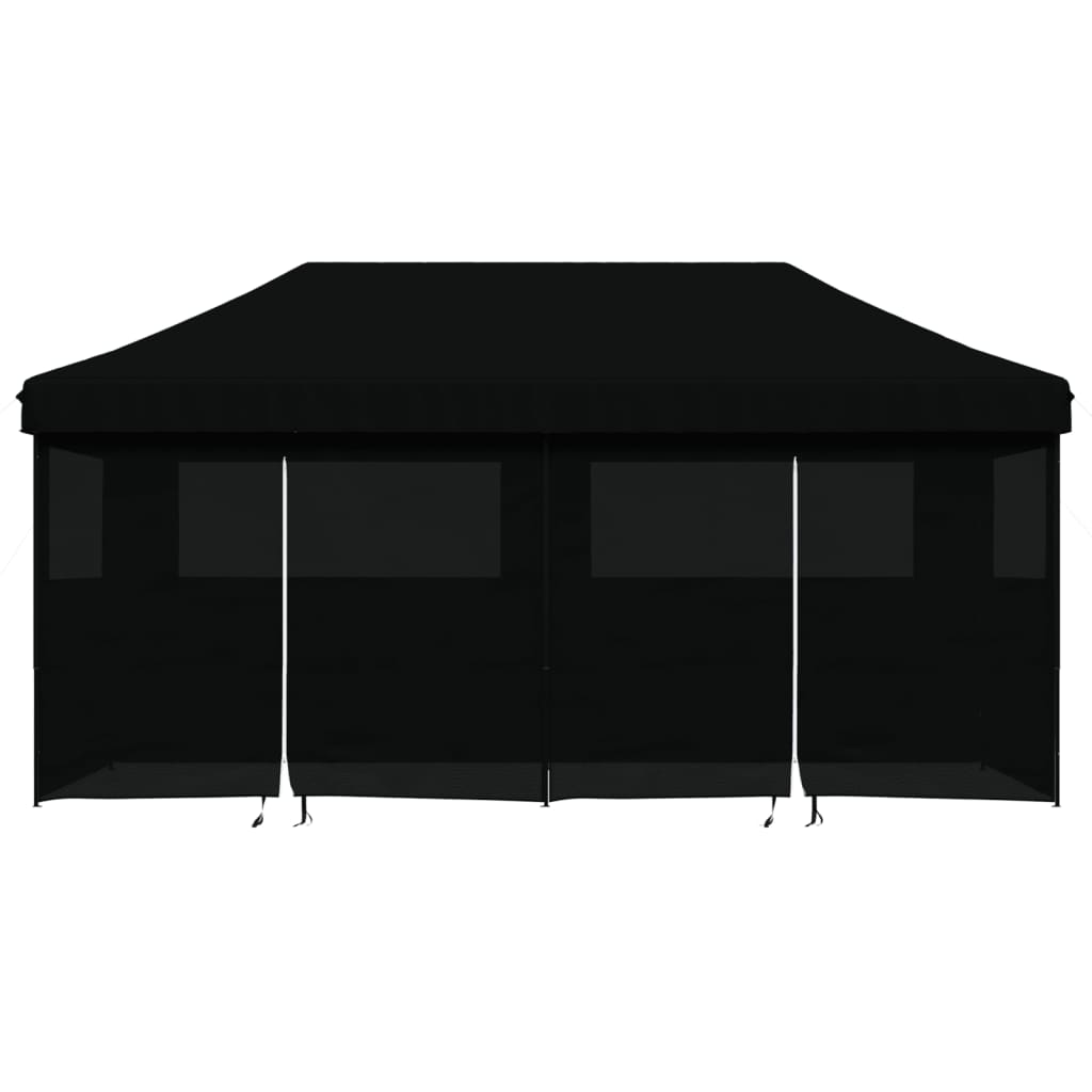 Tenda p/ festas pop-up dobrável com 4 paredes laterais preto