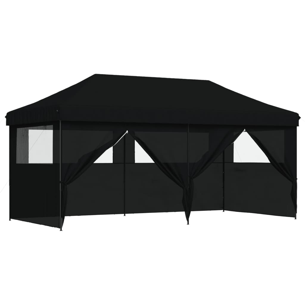Tenda p/ festas pop-up dobrável com 4 paredes laterais preto
