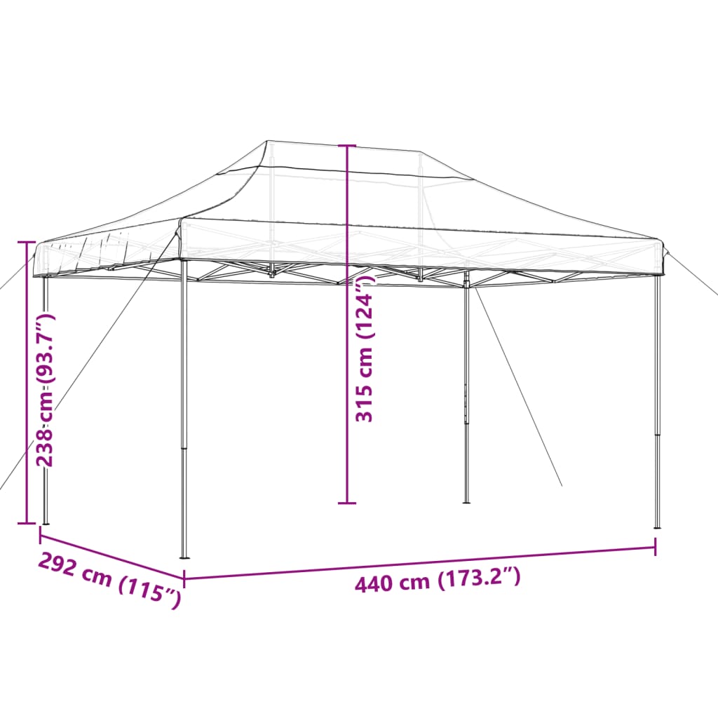 Tenda para festas pop-up dobrável 440x292x315 cm preto