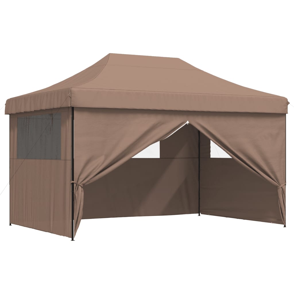 Tenda p/ festas pop-up dobrável com 4 paredes laterais castanho