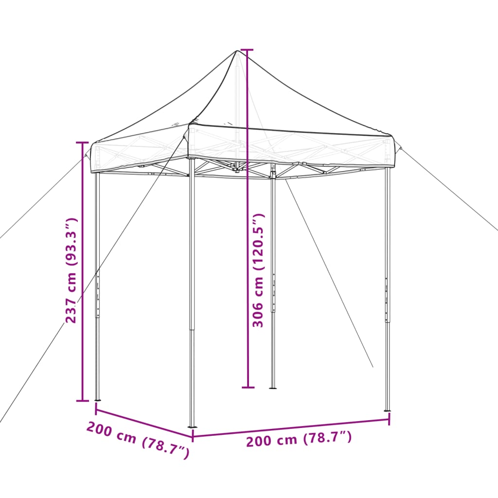 Tenda p/ festas pop-up dobrável 200x200x306cm cinza-acastanhado