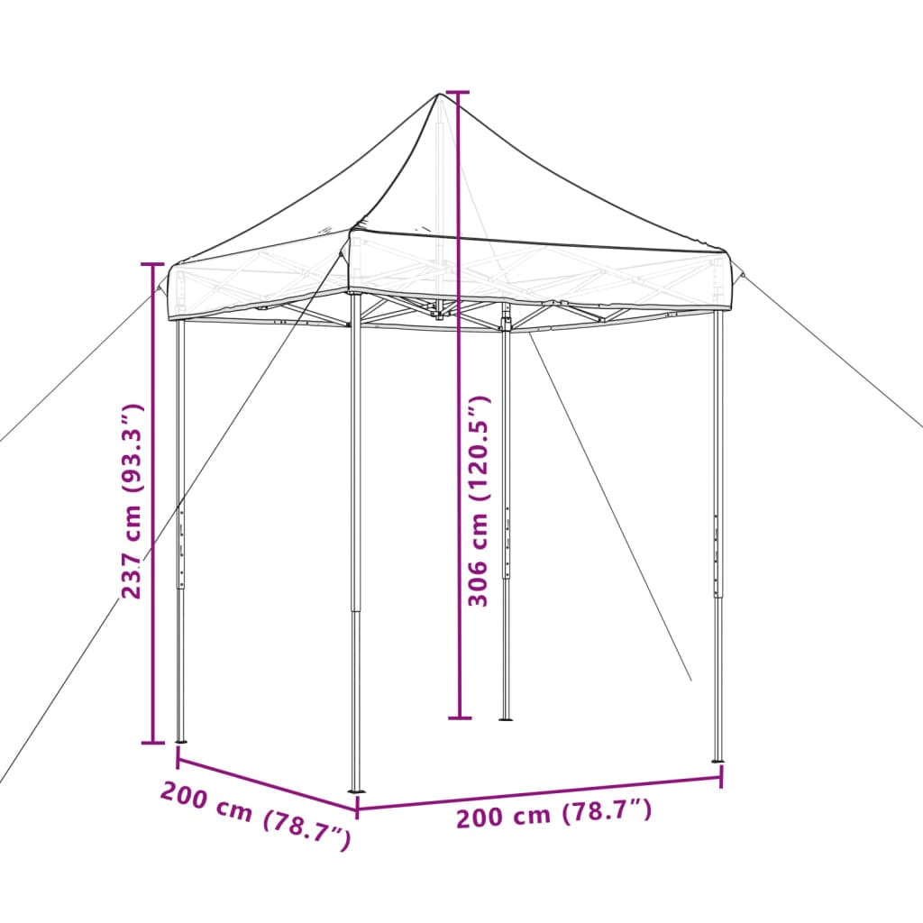 Tenda para festas pop-up dobrável 200x200x306 bordô
