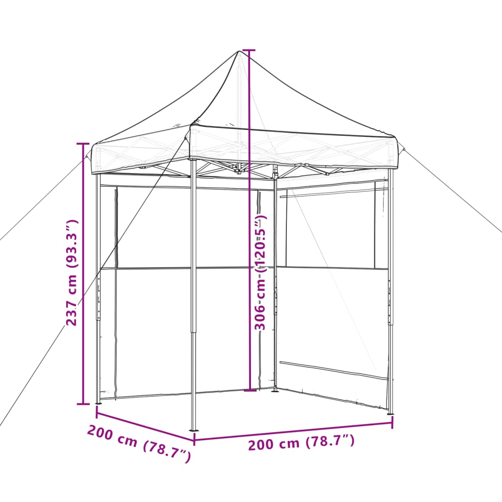 Tenda p/ festas pop-up dobrável c/ 2 paredes cinza-acastanhado