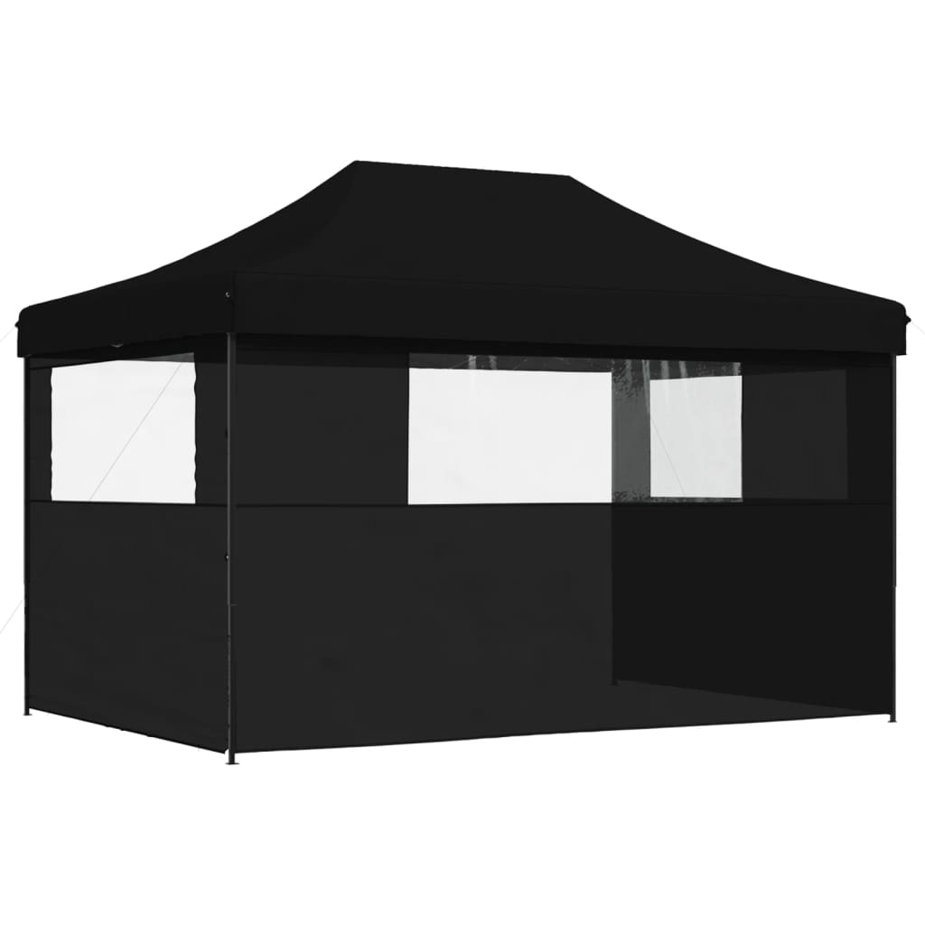 Tenda p/ festas pop-up dobrável com 3 paredes laterais preto