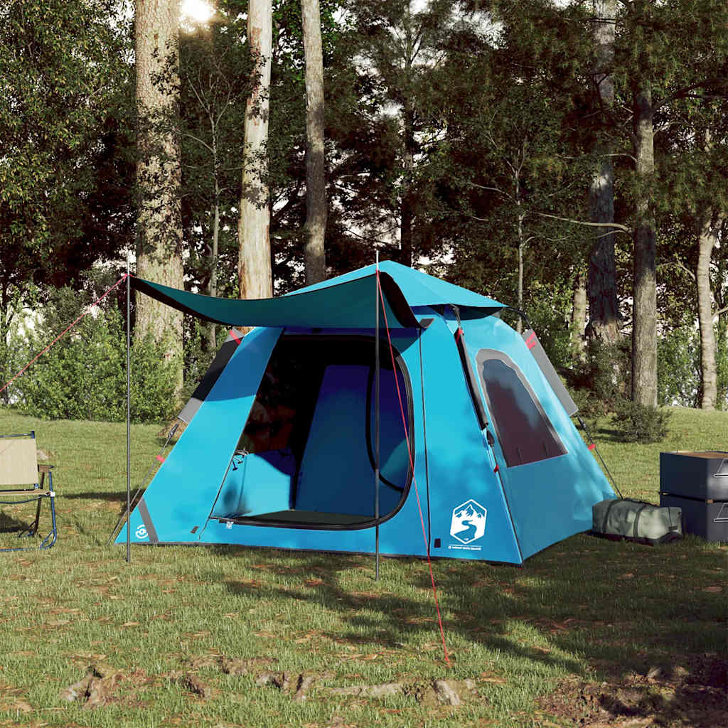 Tenda de campismo cúpula para 4 pessoas libertação rápida azul