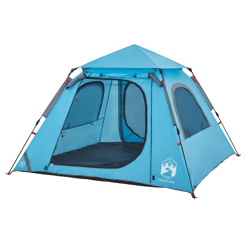 Tenda de campismo cúpula para 4 pessoas libertação rápida azul