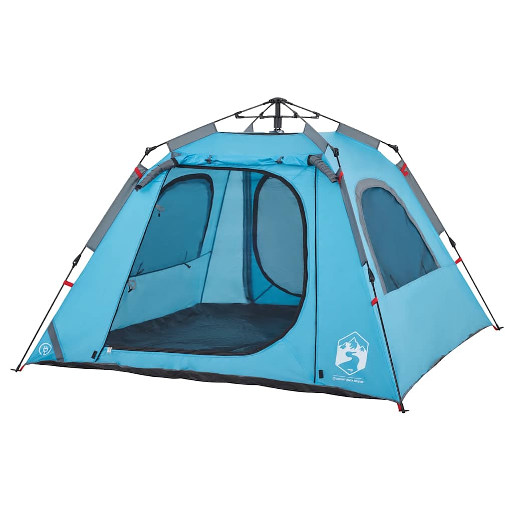 Tenda de campismo cúpula para 4 pessoas libertação rápida azul