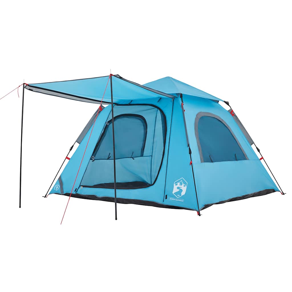Tenda de campismo cúpula para 4 pessoas libertação rápida azul