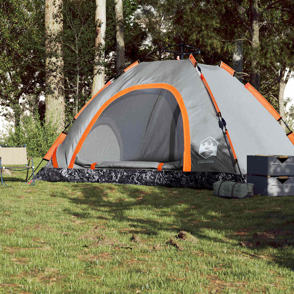Tenda de campismo 5 pessoas libertação rápida cinzento/laranja