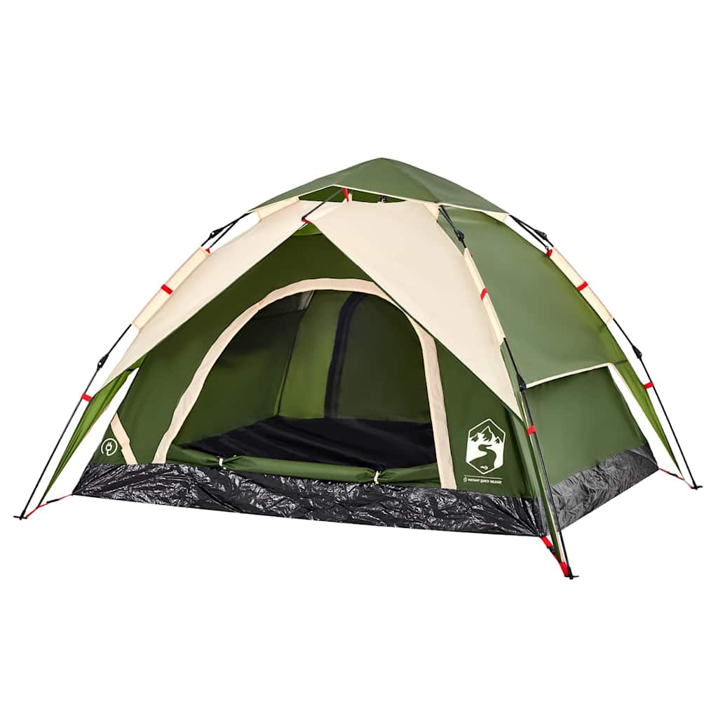Tenda de campismo cúpula para 3 pessoas libertação rápida verde