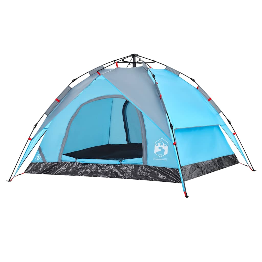 Tenda de campismo cúpula para 3 pessoas libertação rápida azul