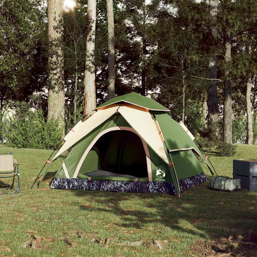 Tenda de campismo cúpula para 4 pessoas libertação rápida verde