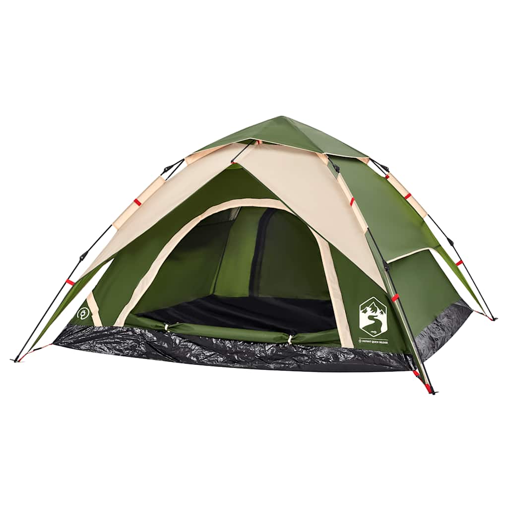 Tenda de campismo cúpula para 4 pessoas libertação rápida verde