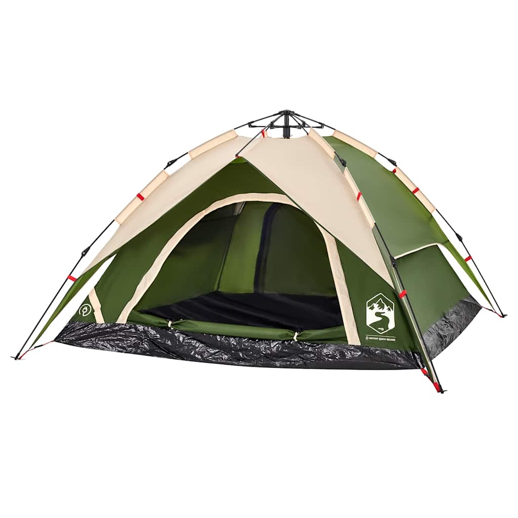 Tenda de campismo cúpula para 4 pessoas libertação rápida verde