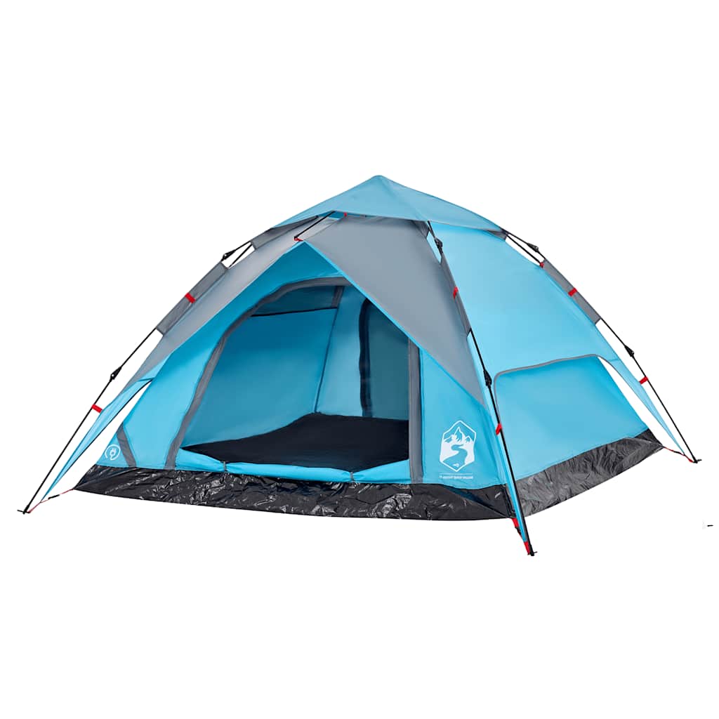 Tenda de campismo cúpula para 4 pessoas libertação rápida azul