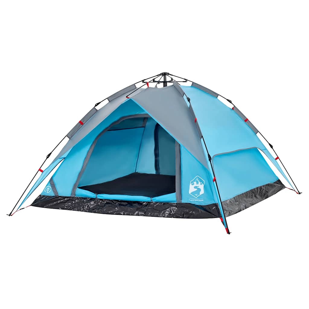 Tenda de campismo cúpula para 4 pessoas libertação rápida azul