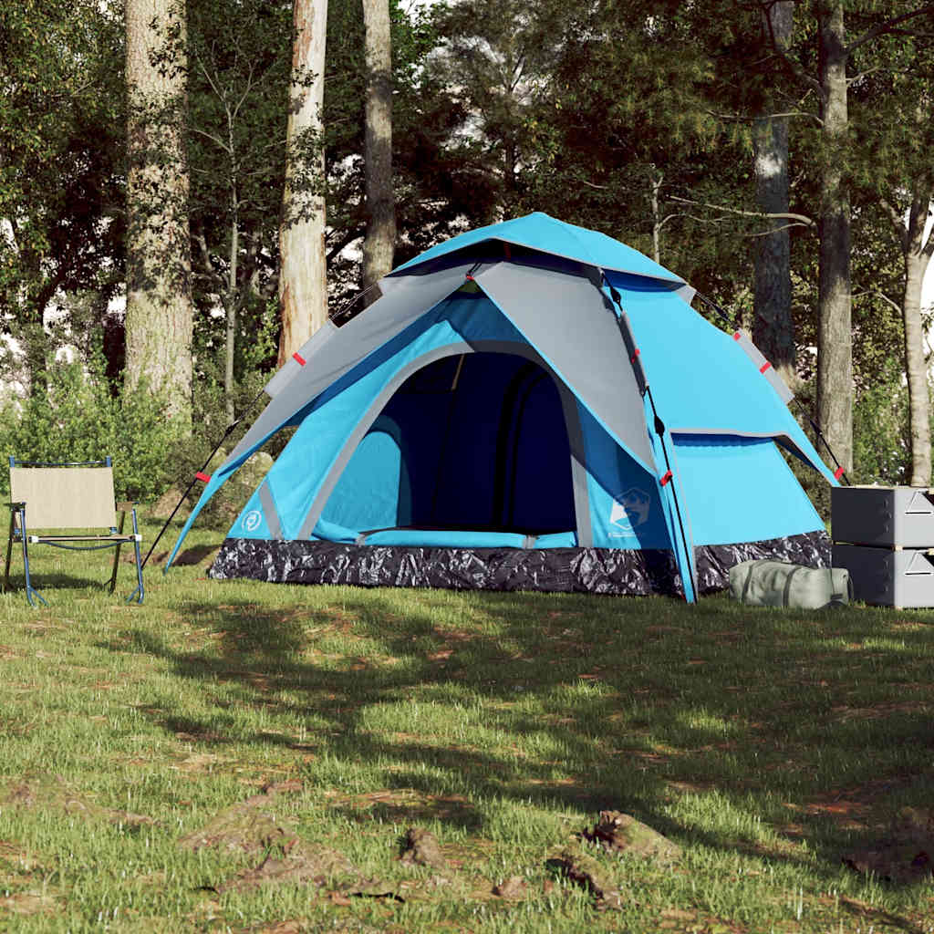 Tenda de campismo cúpula para 5 pessoas libertação rápida azul