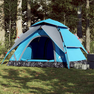 Tenda de campismo cúpula para 5 pessoas libertação rápida azul