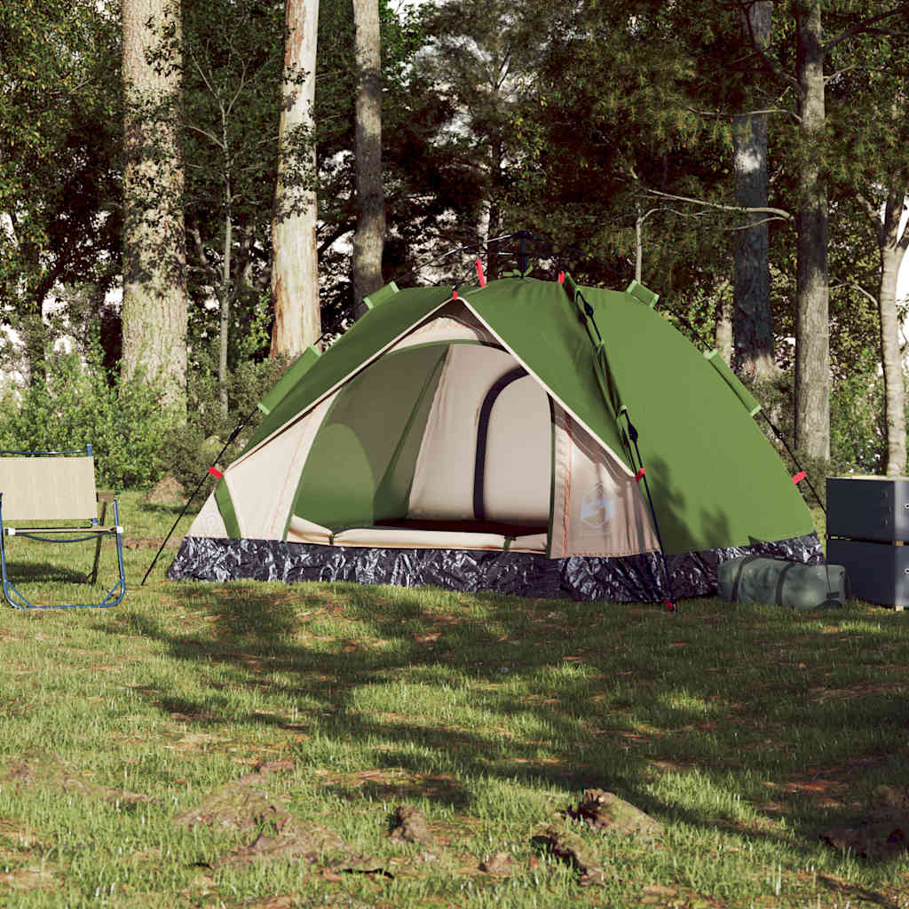 Tenda de campismo cúpula para 3 pessoas libertação rápida verde