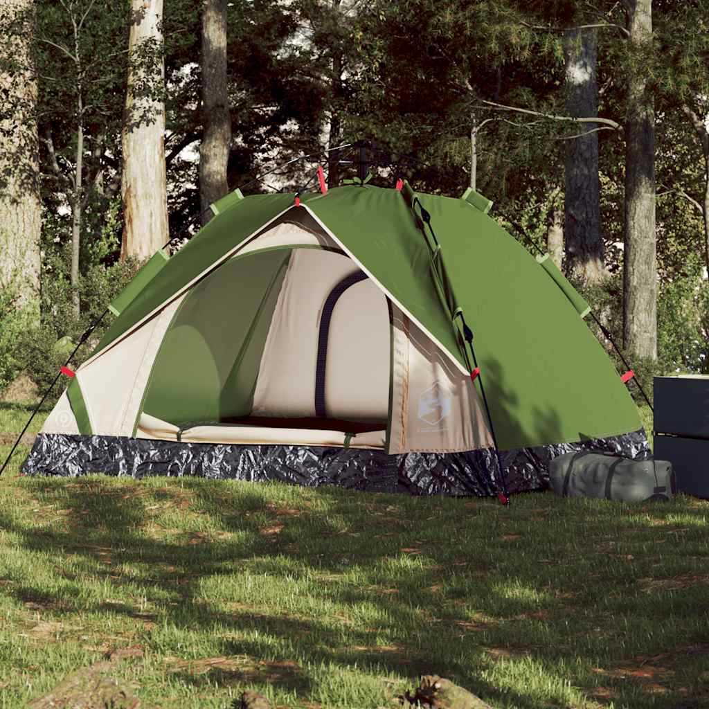 Tenda de campismo cúpula para 3 pessoas libertação rápida verde