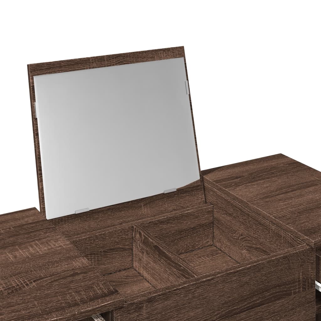 Toucador com espelho 100x45x76 cm cor carvalho castanho