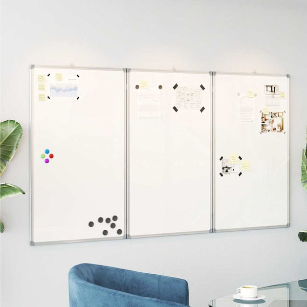 Quadro branco magnético dobrável 180x100x1,7 cm alumínio