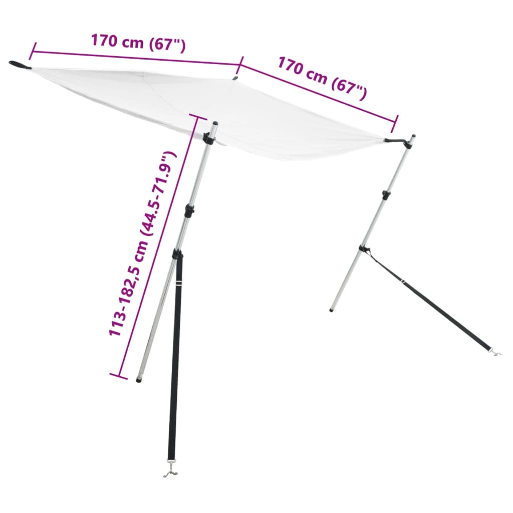 Conjunto extensão de toldo em T 170x170x(113-182,5) cm branco