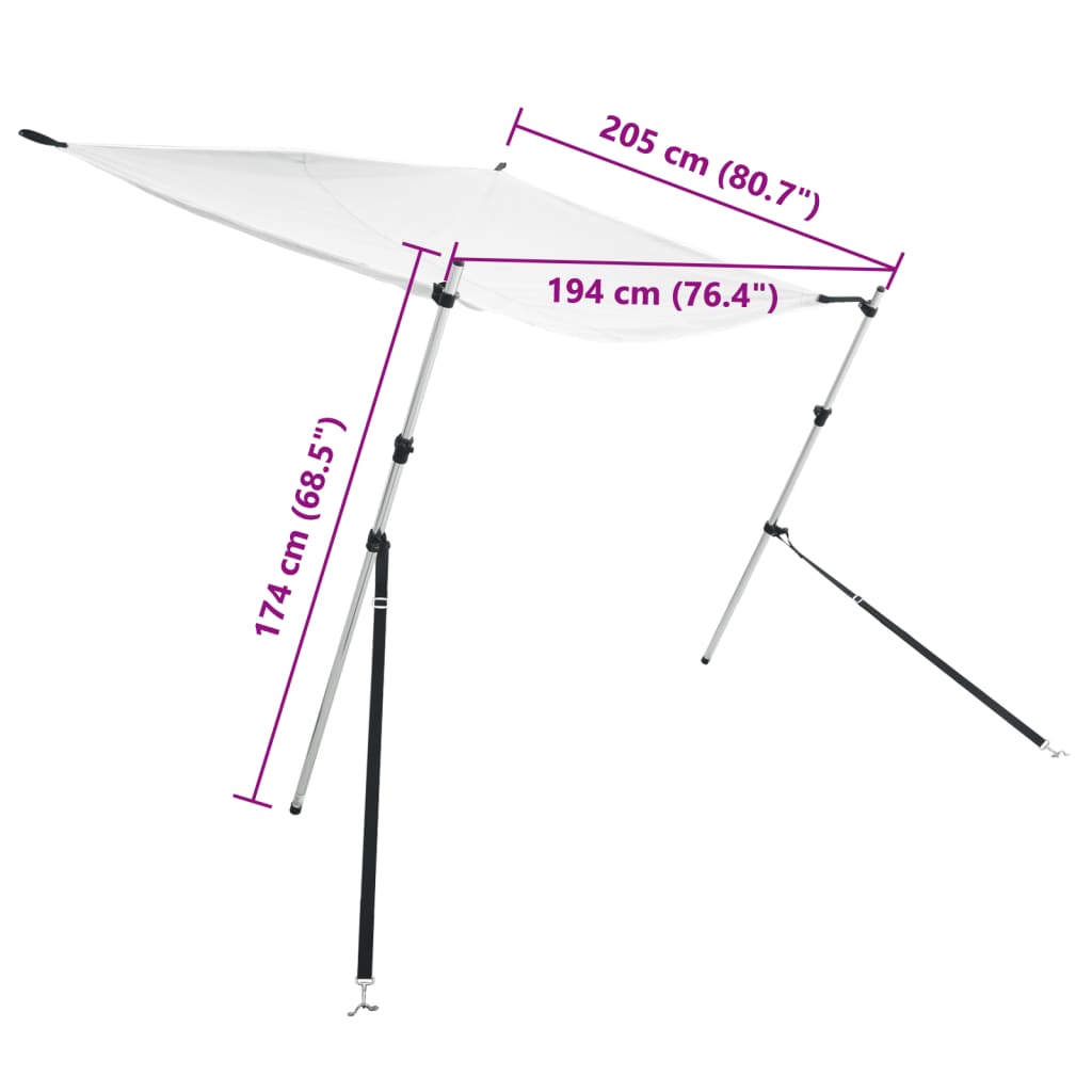 Conj. extensão de toldo em T 174x205x (115-194) cm branco