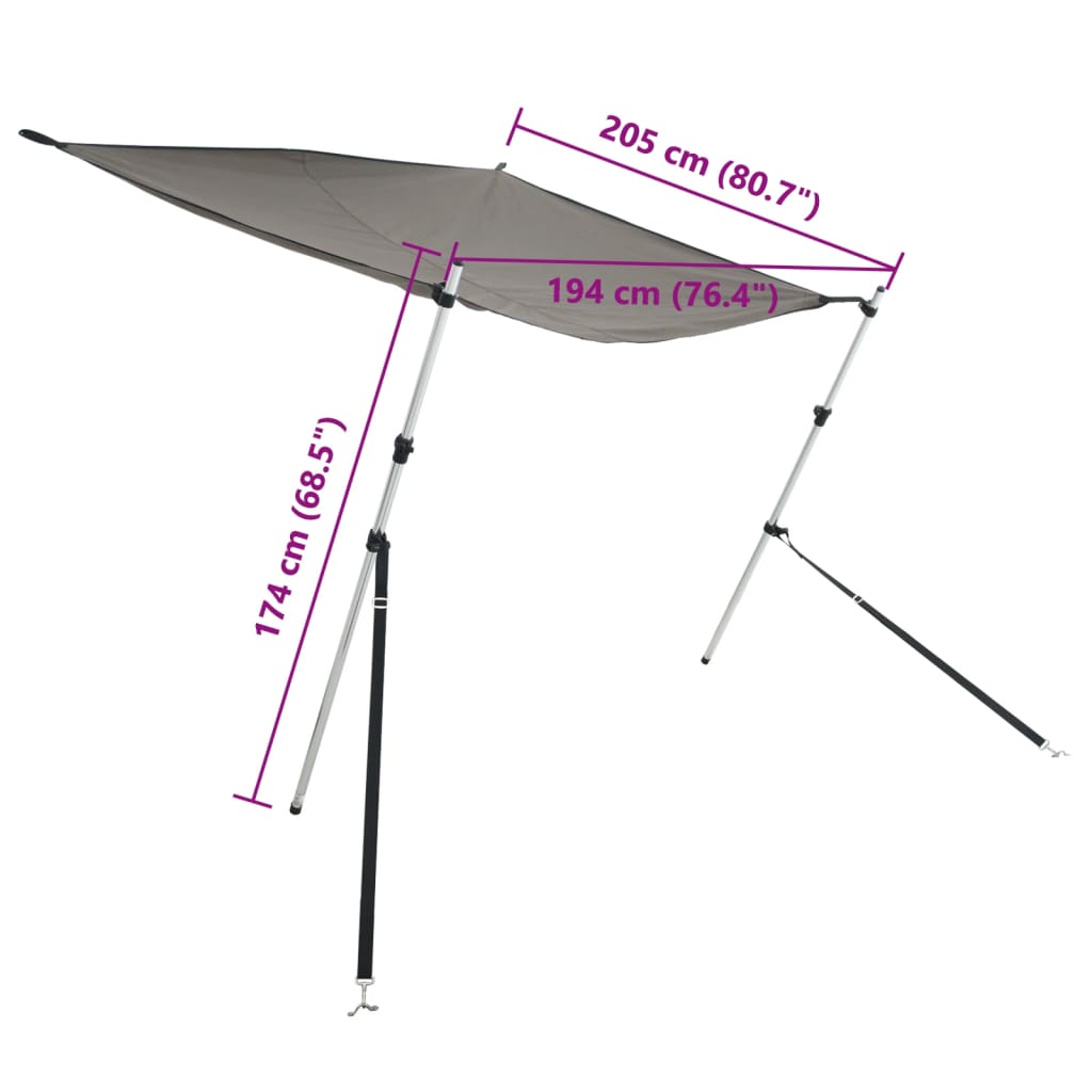 Conj. extensão de toldo em T 174x205x (115-194) cm antracite