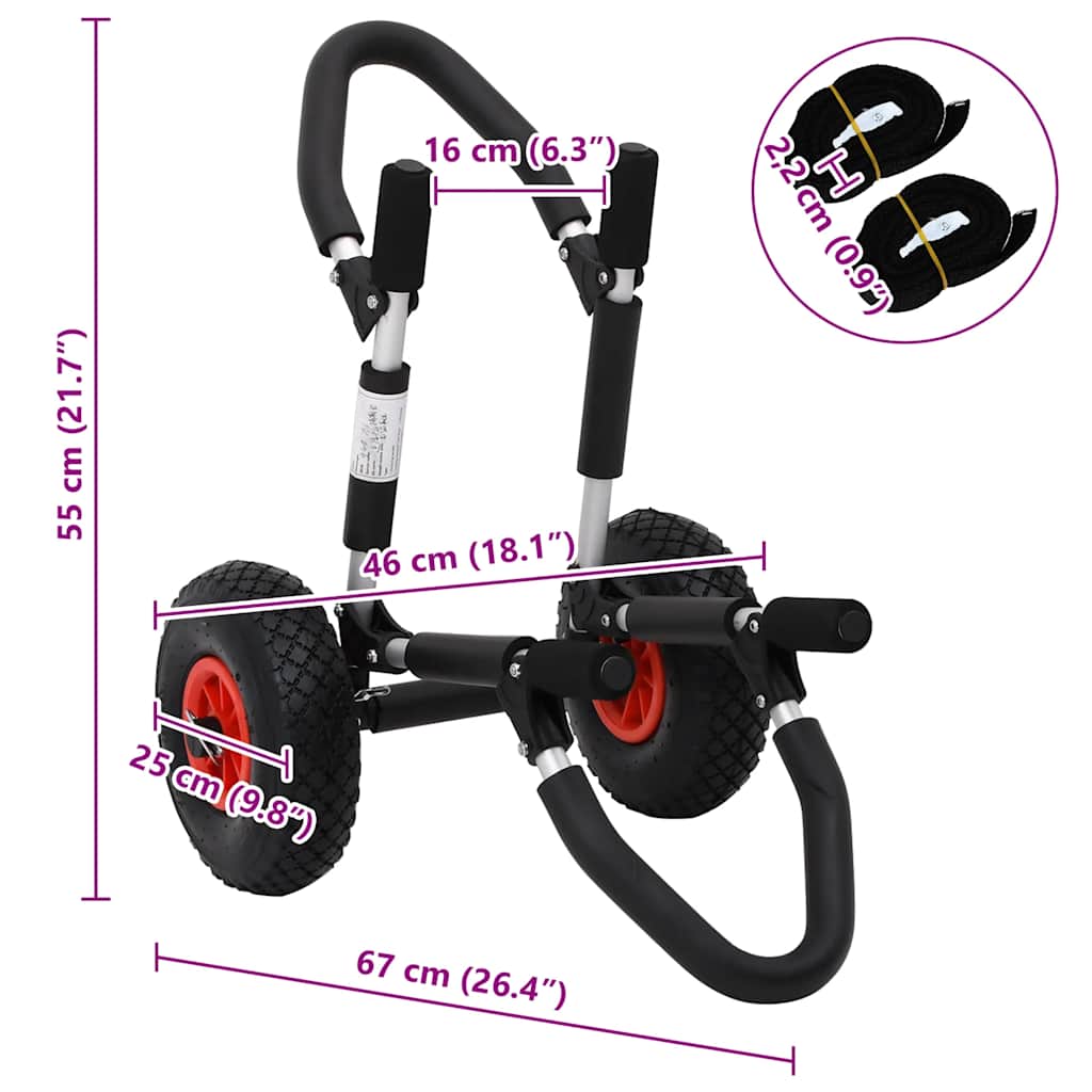 Carrinho de SUP para prancha de surf dobrável 45 kg alumínio