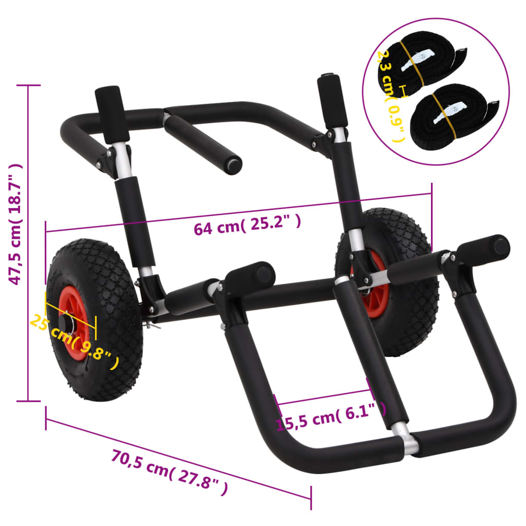 Carrinho de SUP para 2 pranchas de surf dobrável 90 kg alumínio