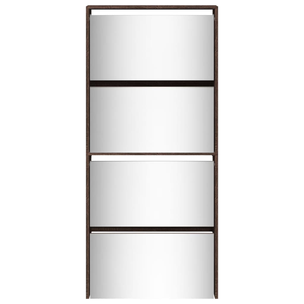 Sapateira c/ espelho 4 divisórias 63x17x134cm carvalho castanho