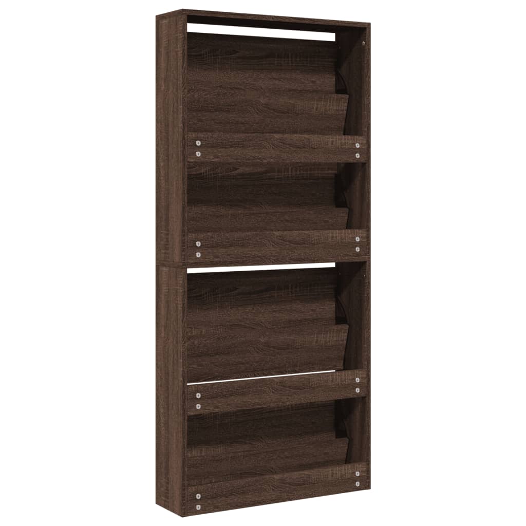 Sapateira c/ espelho 4 divisórias 63x17x134cm carvalho castanho