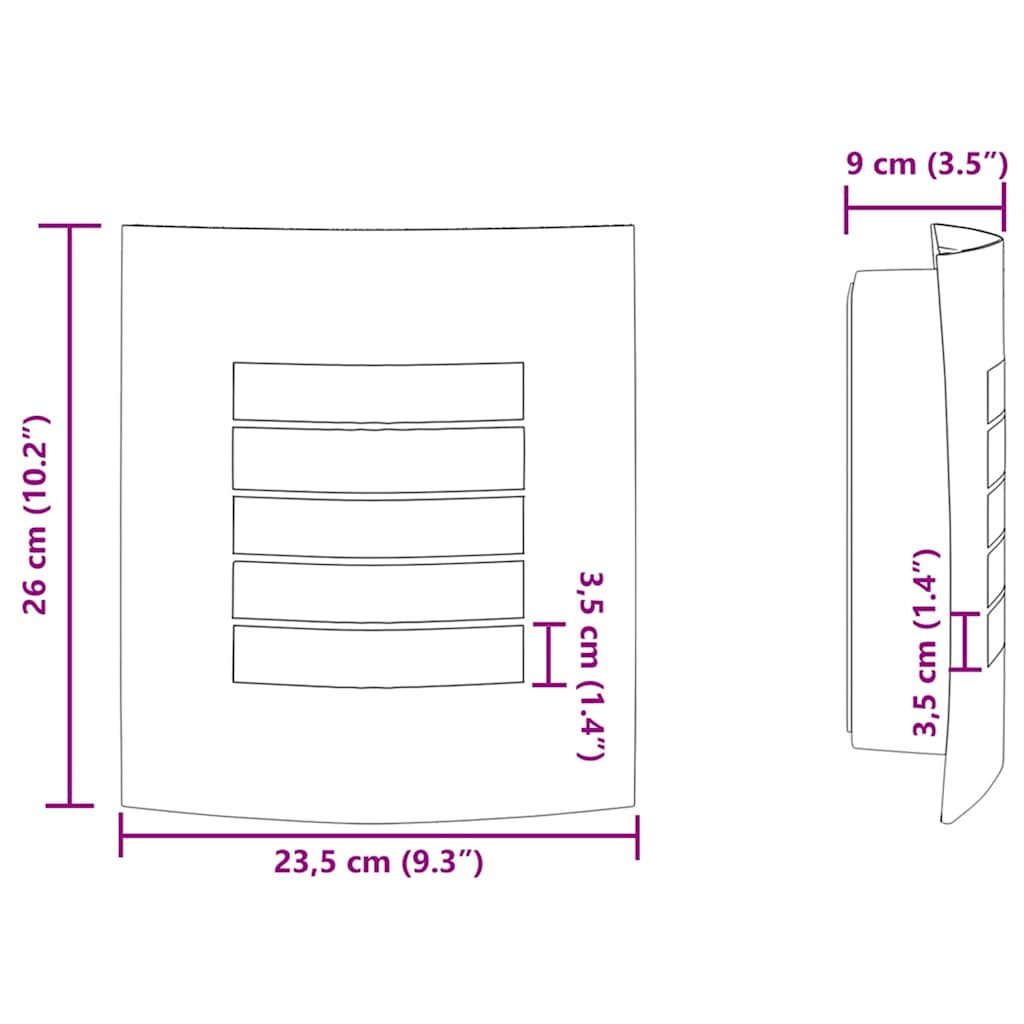 Candeeiro de parede exterior 2 pcs Prateado 23,5 x 10,5 x 26 cm