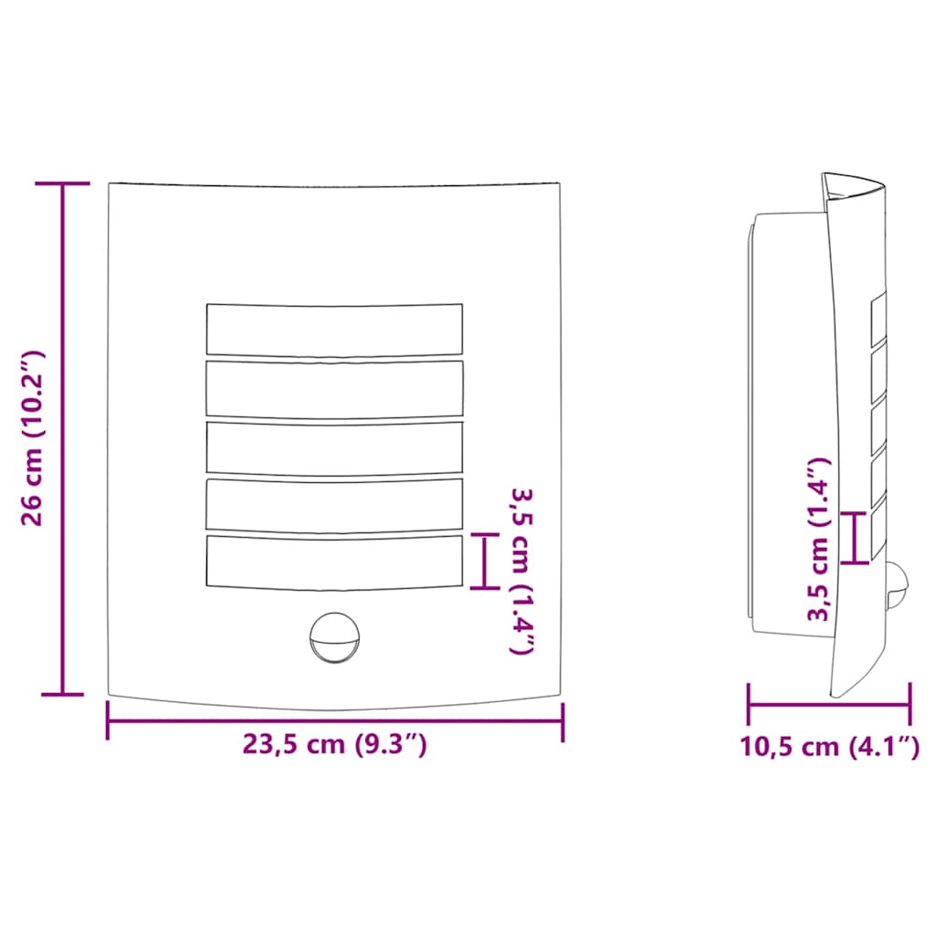 Candeeiro de parede exterior 2 pcs Preto 23,5 x 10,5 x 26 cm