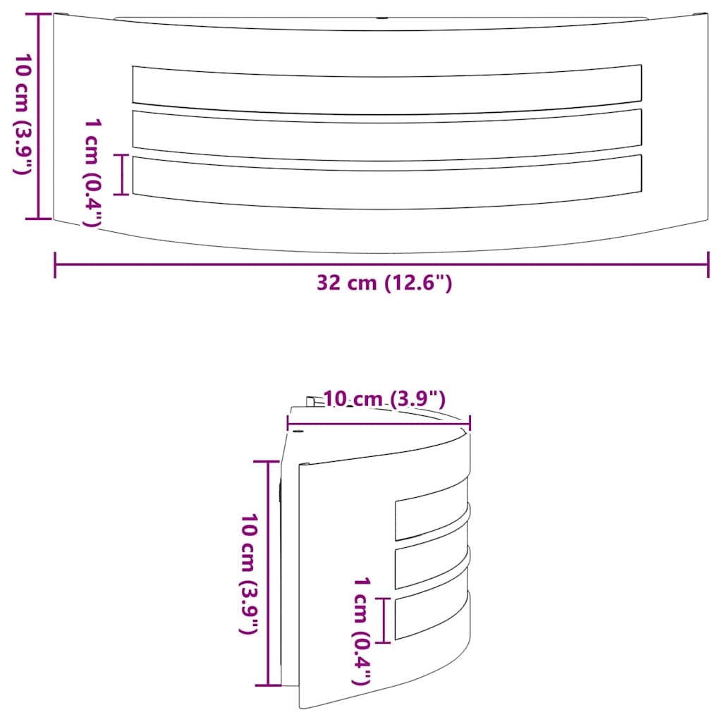 Candeeiro de parede exterior Prateado 32 x 10 x 10 cm