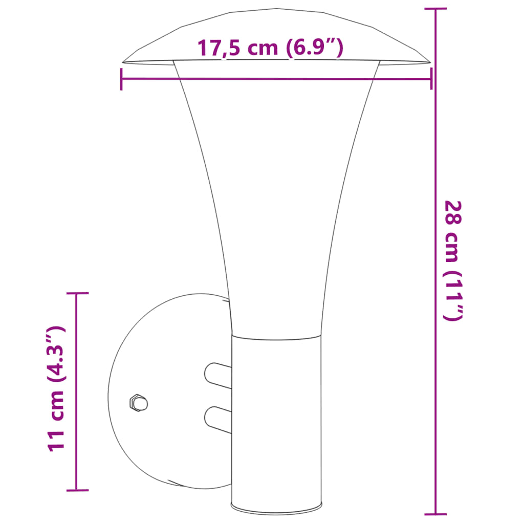 Candeeiro de parede para exterior aço inoxidável prateado