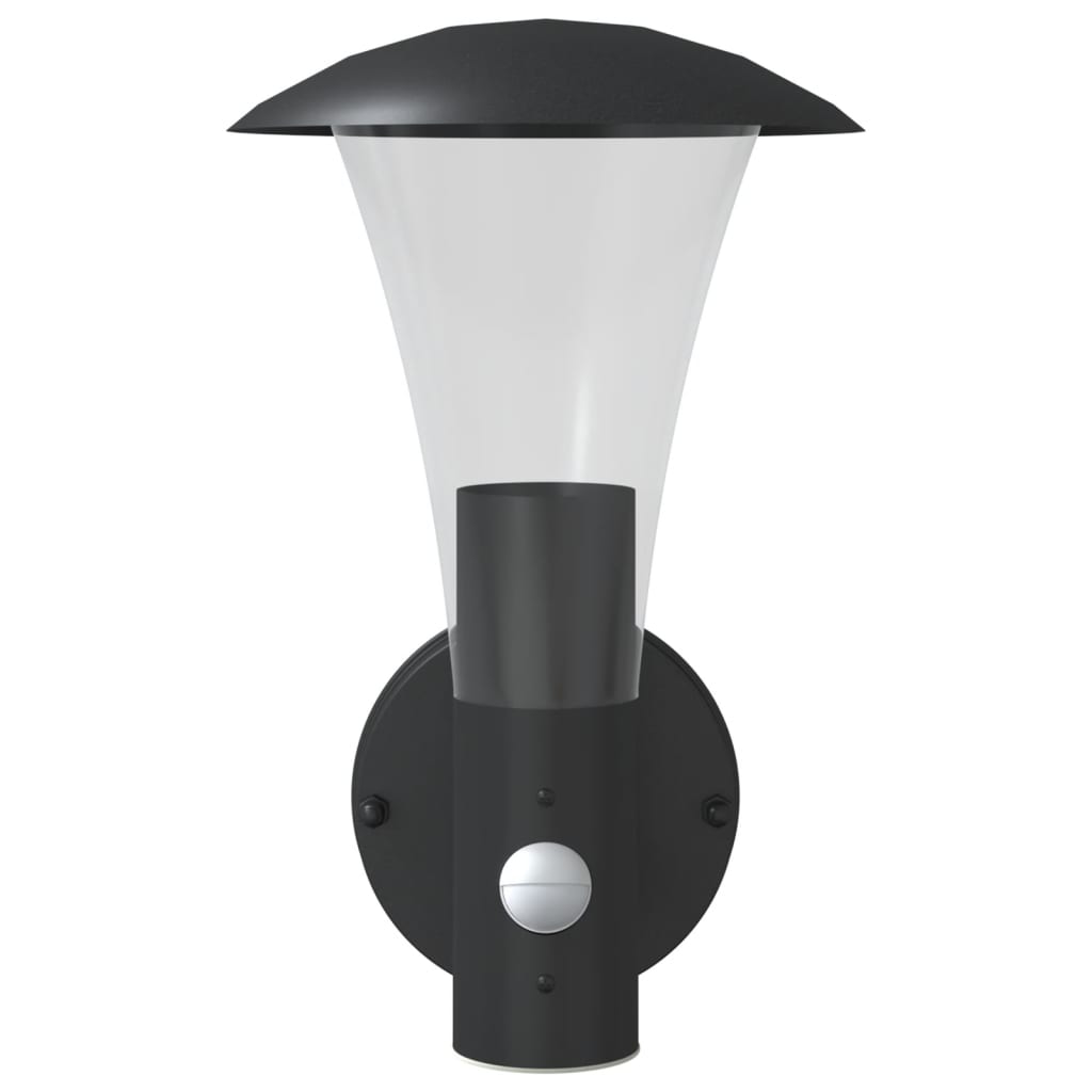 Candeeiro de parede p/ exterior com sensor aço inoxidável preto