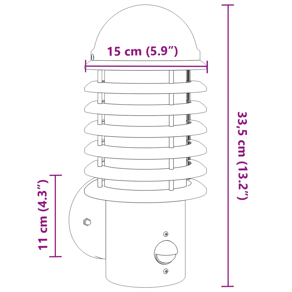 Candeeiros parede p/ exterior c/ sensor 2pcs aço inox. prateado