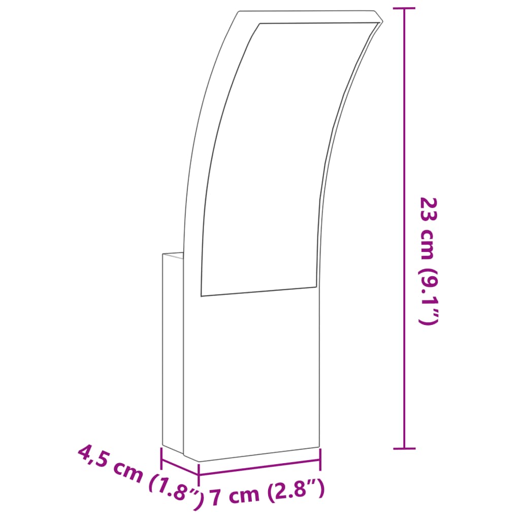 Candeeiros parede LED p/ exterior 2 pcs alumínio fundido preto
