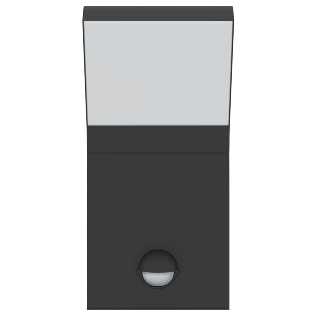 Candeeiros parede LED exterior c/ sensor 2 pcs alumínio preto