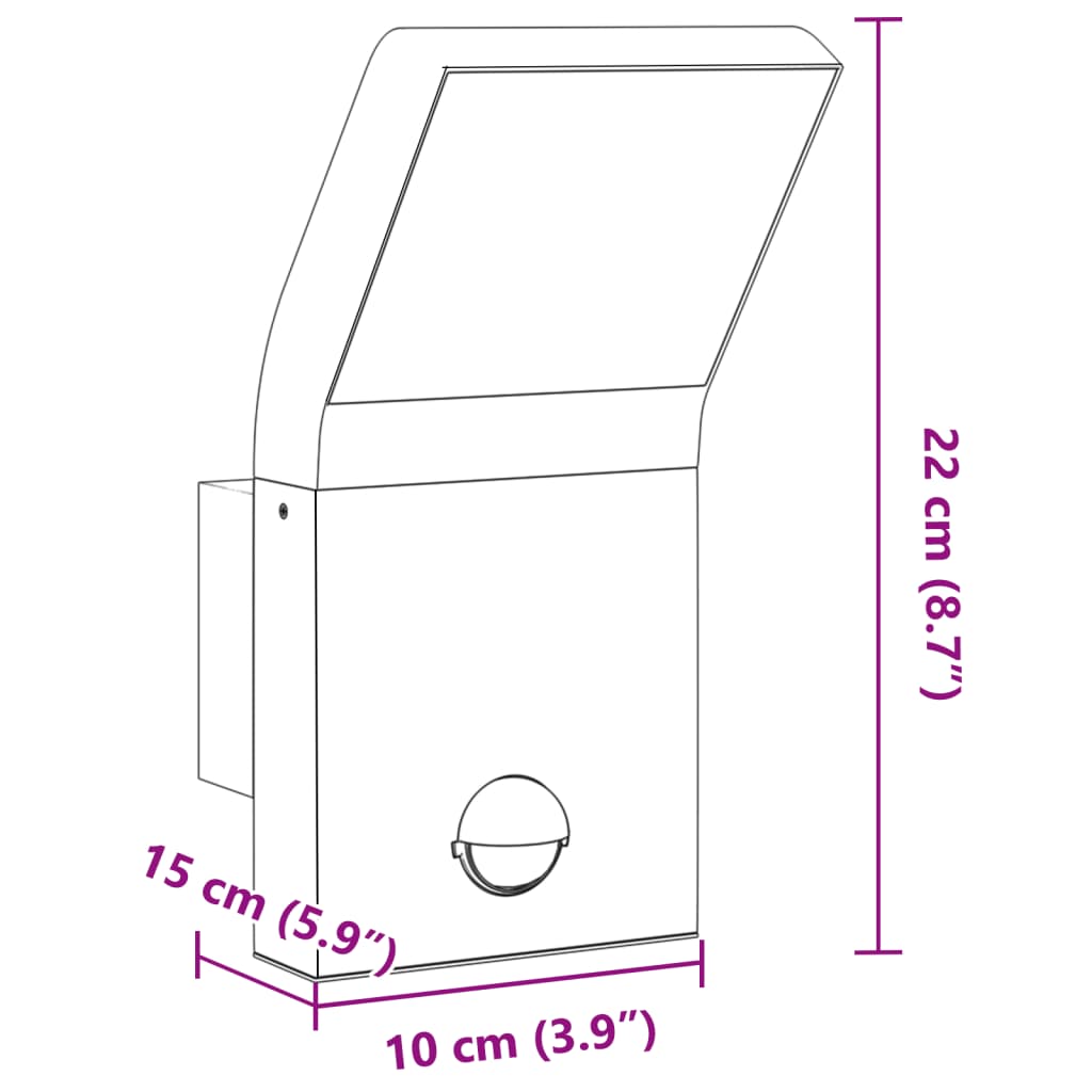 Candeeiros parede LED exterior c/ sensor 2 pcs alumínio branco