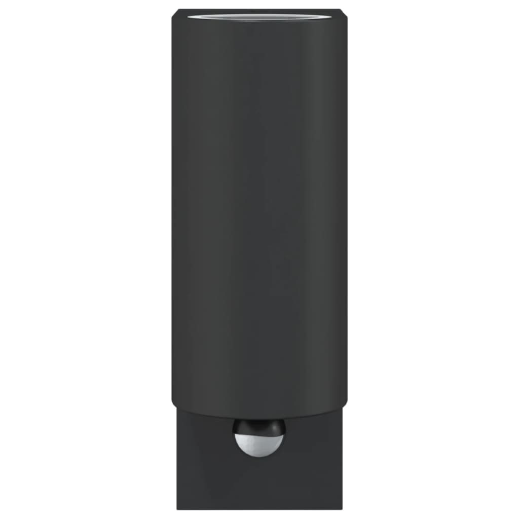 Candeeiros parede p/ exterior c/ sensor 2 pcs alumínio preto