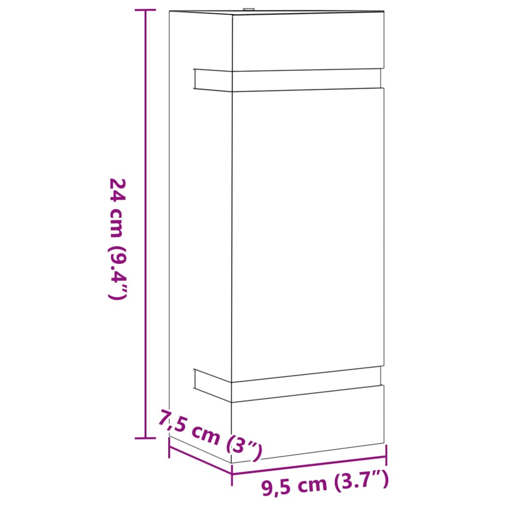 Candeeiro de parede para exterior aço inoxidável preto