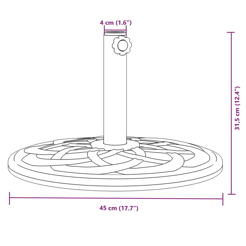 Base de guarda-sol para postes de Ø38/48 mm 12 kg redondo