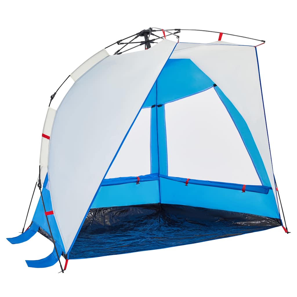 Tenda praia 2 pessoas libertação rápida impermeável azul ciano